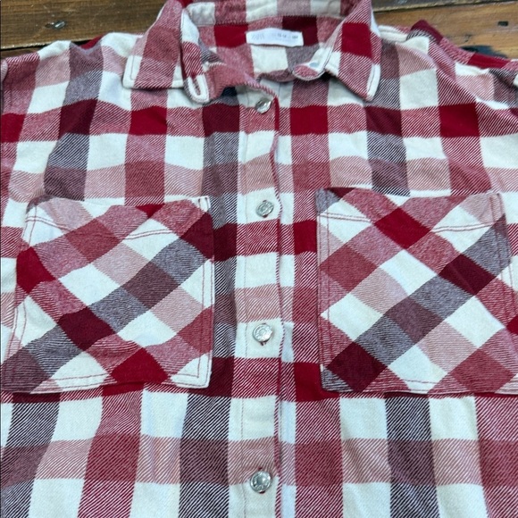 Zara Kids Red and White Plaid Button Down Flannel 100% Cotton Shirt Size 13 14 - Picture 7 of 9